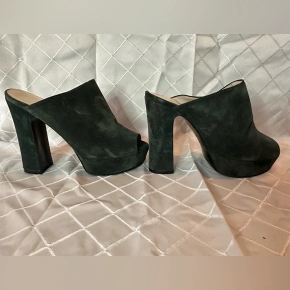 Kenneth Cole Dark Green Peep-Toe Mules, size 39 - Picture 3 of 12